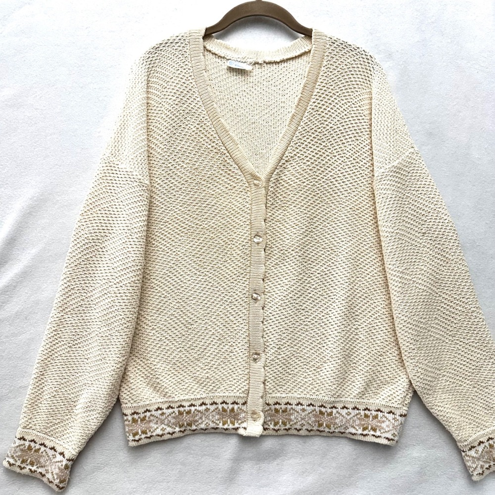 M Villadisain Fair Isle Wool Cardigan Sweater Nordic Estonia Womens Med